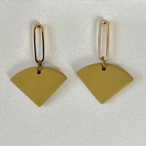 Green Clay Fan Drop Earrings